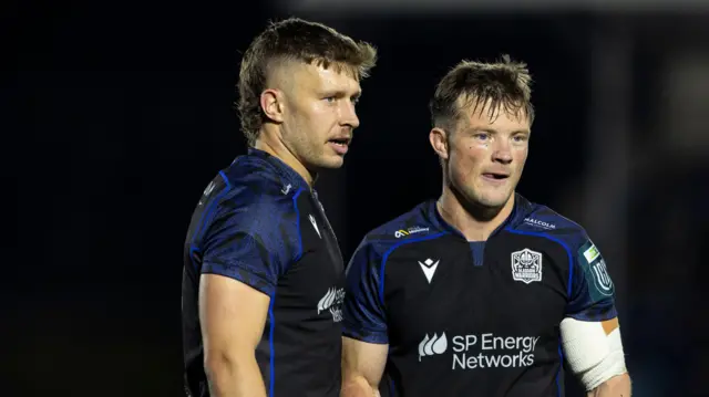 Kyle Rowe and George Horne during Glasgow's win over Sharks