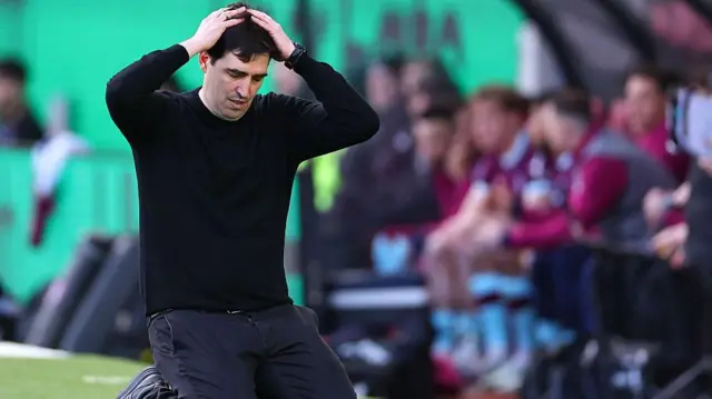 Andoni Iraola the head coach / manager of Bournemouth reacts