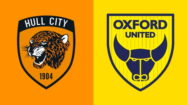 Side-by-side of Hull City and Oxford United club badges