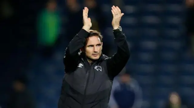 Frank Lampard celebrates Derby's 4-1 win over Albion at The Hawthorns in October 2018