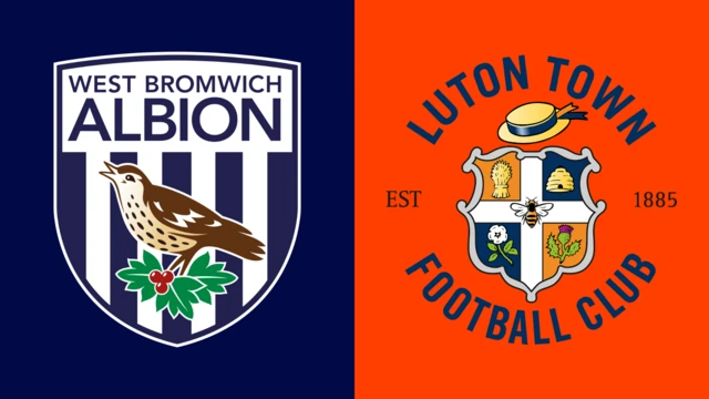 Side-by-side of West Bromwich Albion and Luton Town club badges
