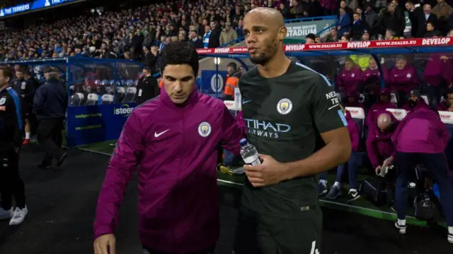 Vincent Kompany and Mikel Arteta together at Manchester City 