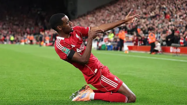 Alexander Isak celebrates