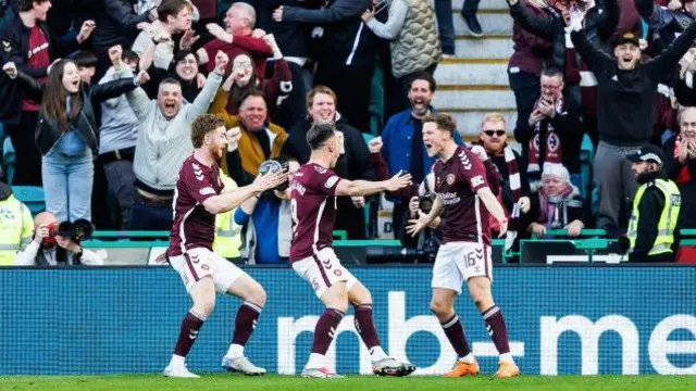 Hearts players celebrate
