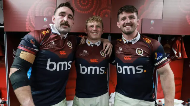 Jack Conan, Jac Morgan and Tom Curry smile