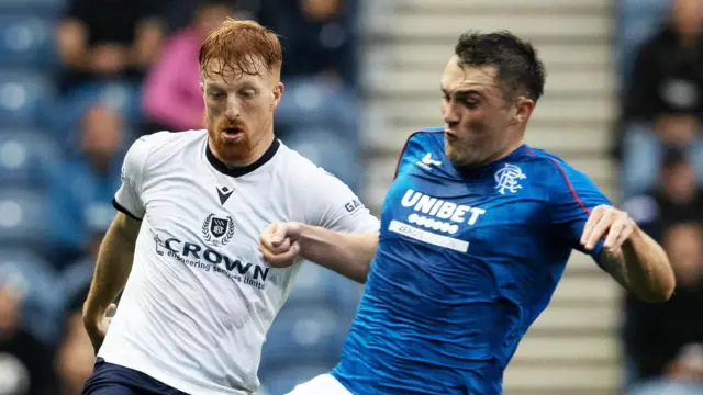 Dundee's Simon Murray and Rangers' John Souttar