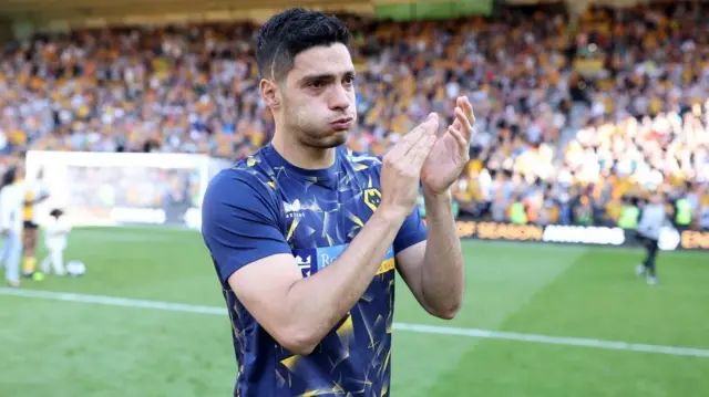 Ex-Wolverhampton Wanderers player Raul Jimenez applauds the fans