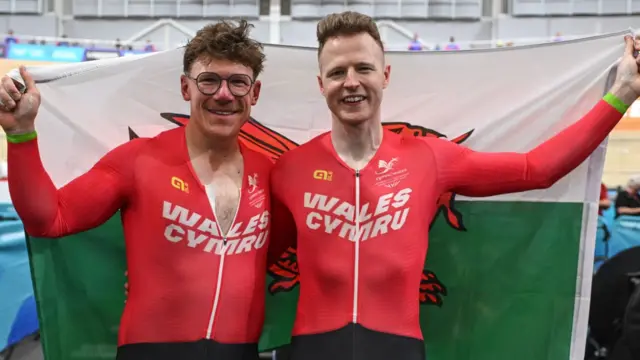 James Ball (right) and pilot Matthew Rotherham (left)