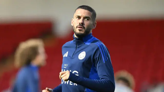 Conor Coady of Leicester City warms up prior to the Carabao Cup Third Round match between Walsall and Leicester City at Poundland Bescot Stadium