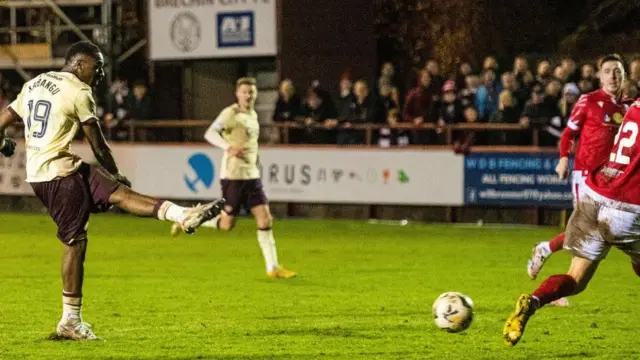 Elton Kabangu's double helped spare Hearts' blushes at Glebe Park