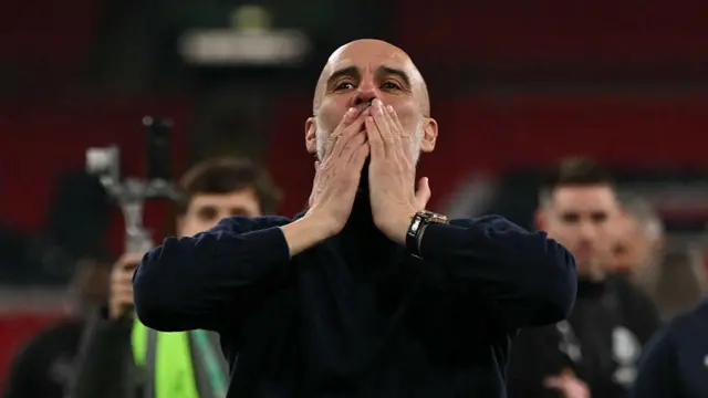 Pep Guardiola blows kisses to the fans