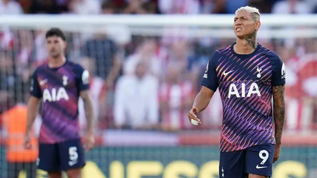 Richarlison of Tottenham reacts after conceding a third goal