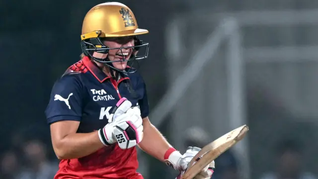 Royal Challengers Bengaluru's Nadine de Klerk celebrates their win over Mumbai Indians