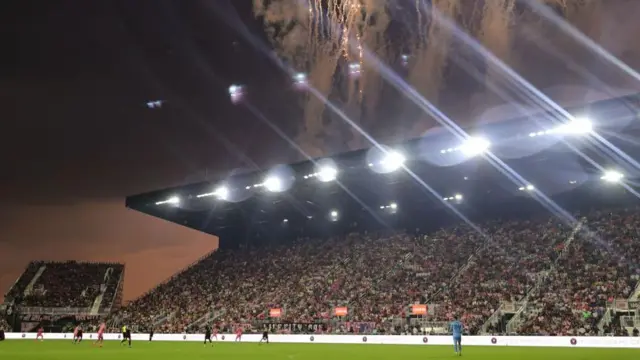 General view of a game between Inter Miami and DC United at Chase Stadium