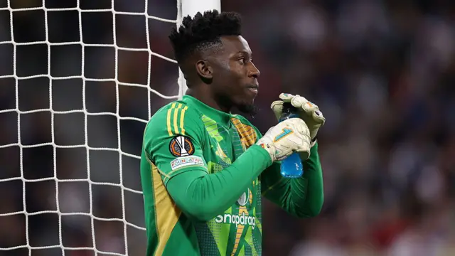 Andre Onana during the Europa League quarter-final first leg