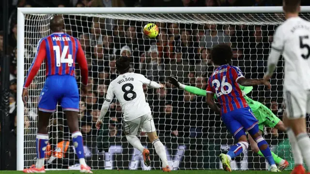 Harry Wilson scoring a goal against Crystal Palace