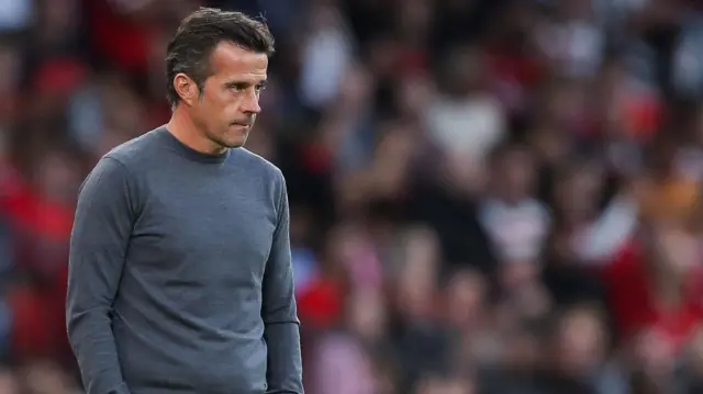 Marco Silva on the touchline during Fulham's 1-0 defeat at Manchester United