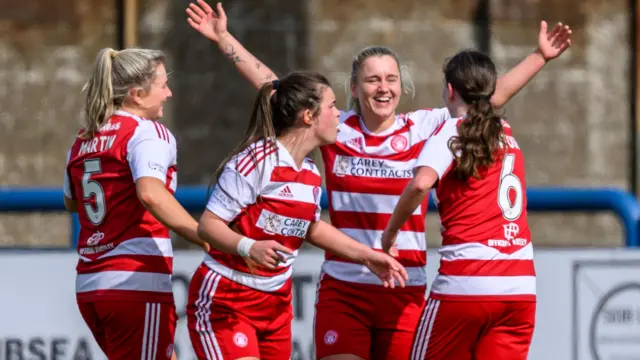 Hamilton Accies players celebrate