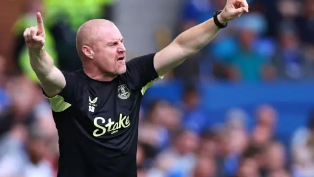 Everton manager Sean Dyche gestures from the touchline