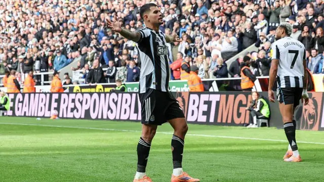 Newcastle United's Bruno Guimaraes celebrates