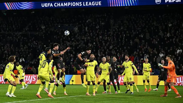 Action from the Tottenham-PSG game