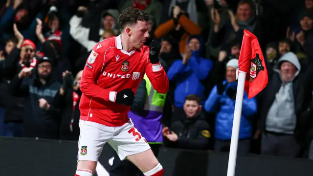 Wrexham's Nathan Broadhead celebrates
