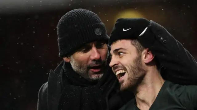 Pep Guardiola and Bernardo Silva