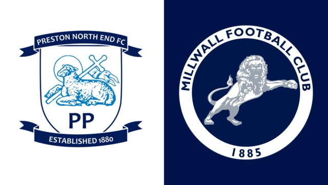 Side-by-side of Preston North End and Millwall badges