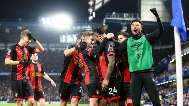 Antoine Semenyo of Bournemouth celebrates with his team-mates