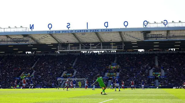 General view of The Sir Philip Carter Park stand inside Goodison Park