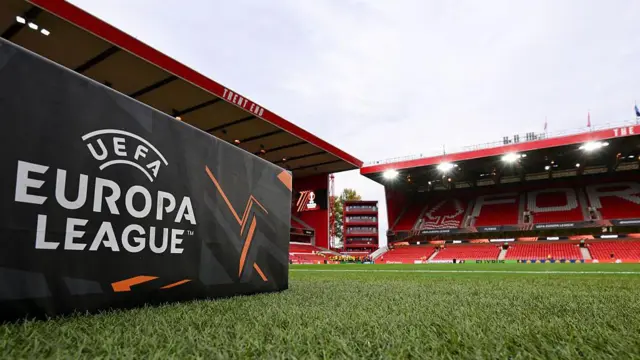 UEFA Europa League branding at the City Ground