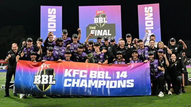 Hobart Hurricanes celebrate winning the Big Bash