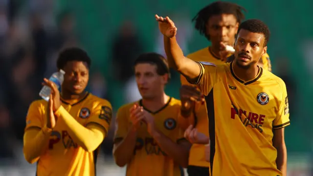 Kyle Jameson of Newport County acknowledges the fans after the draw with Fleetwood