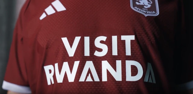 Visit Rwanda branding on Aston Villa's 2026-27 home kit