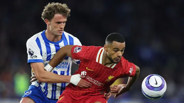 Brighton's Mats Wieffer and Liverpool's Cody Gap