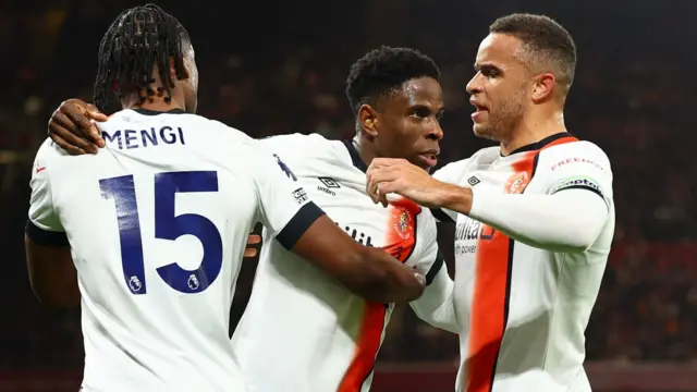 Luton Town players celebrate