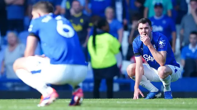 Michael Keane looks dejected