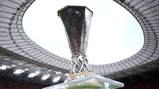 General view of the UEFA Europa League trophy
