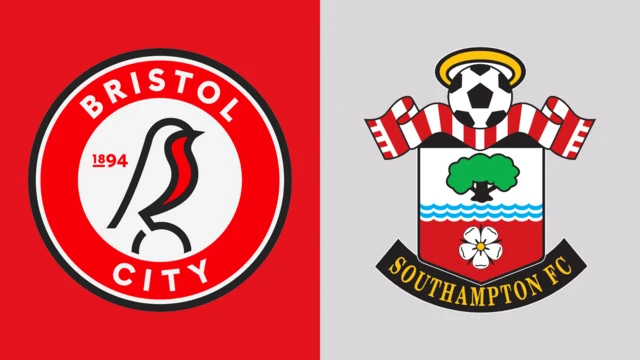 Side-by-side of Bristol City and Southampton club badges