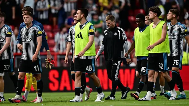 Eddie Howe and his players following the Pre-Season friendly against Bristol City