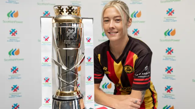 Partick Thistle's Amy Bulloch with SWPL trophy