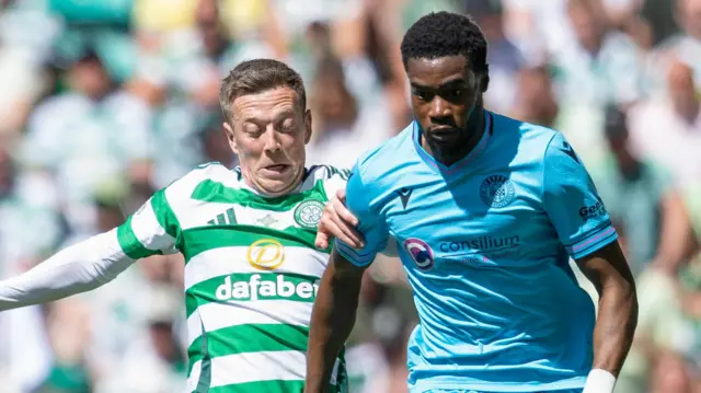 Celtic's Callum McGregor and St Mirren's Ryan Alebiosu