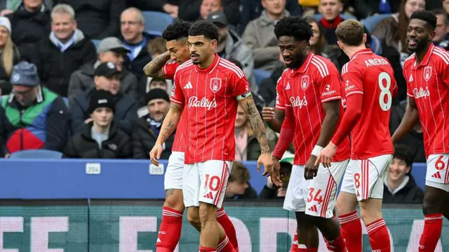 Morgan Gibbs-White of Nottingham Forest celebrates