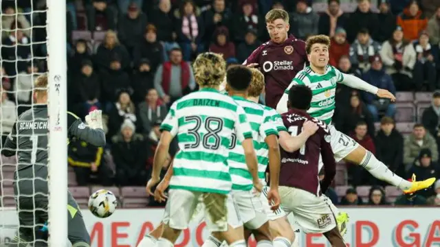 Stuart Findlay scores for Hearts against Celtic