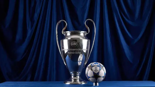 Champions League trophy and competition football