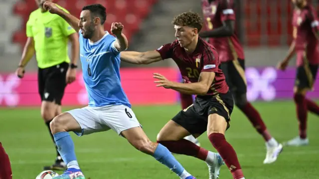 Arne Engels in action for Belgium