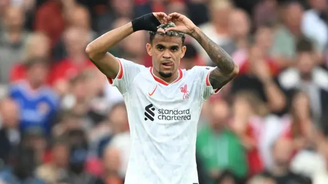 Luis Diaz celebrates a goal