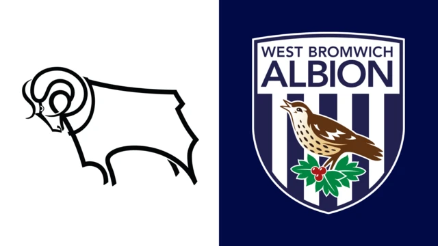 The club badges of Derby County and West Bromwich Albion side by side