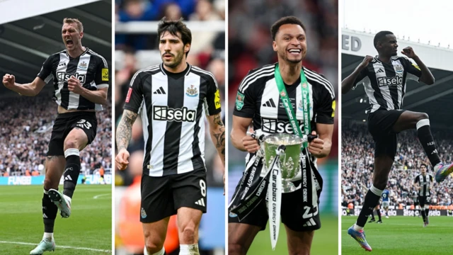 Dan Burn, Sandro Tonali, Jacob Murphy and Alexander Isak