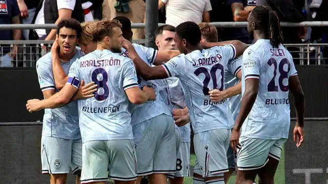 Idrissa Gueye celebrates his goal during the Serie A match between Cagliari and Udinese in May with Udinese team-mates 